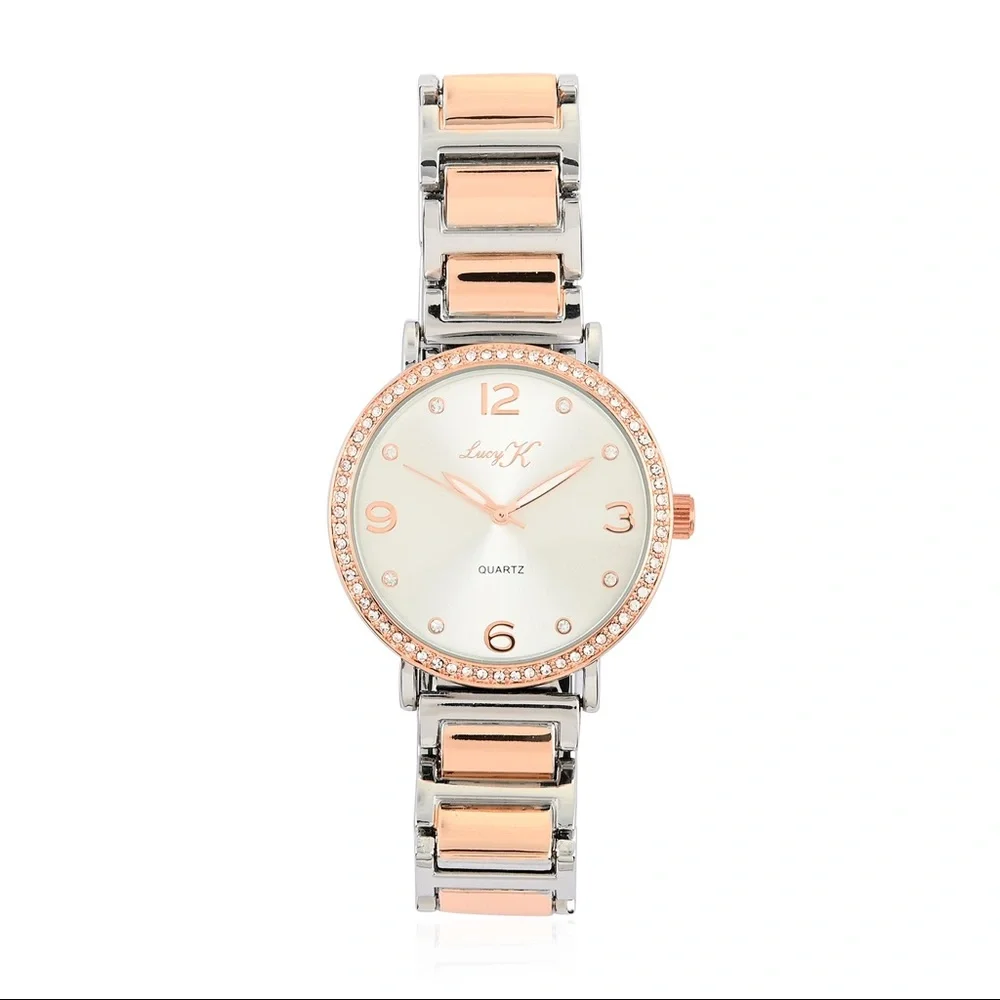 Lucy K Rosetone and Stainless Steel Bracelet Watch